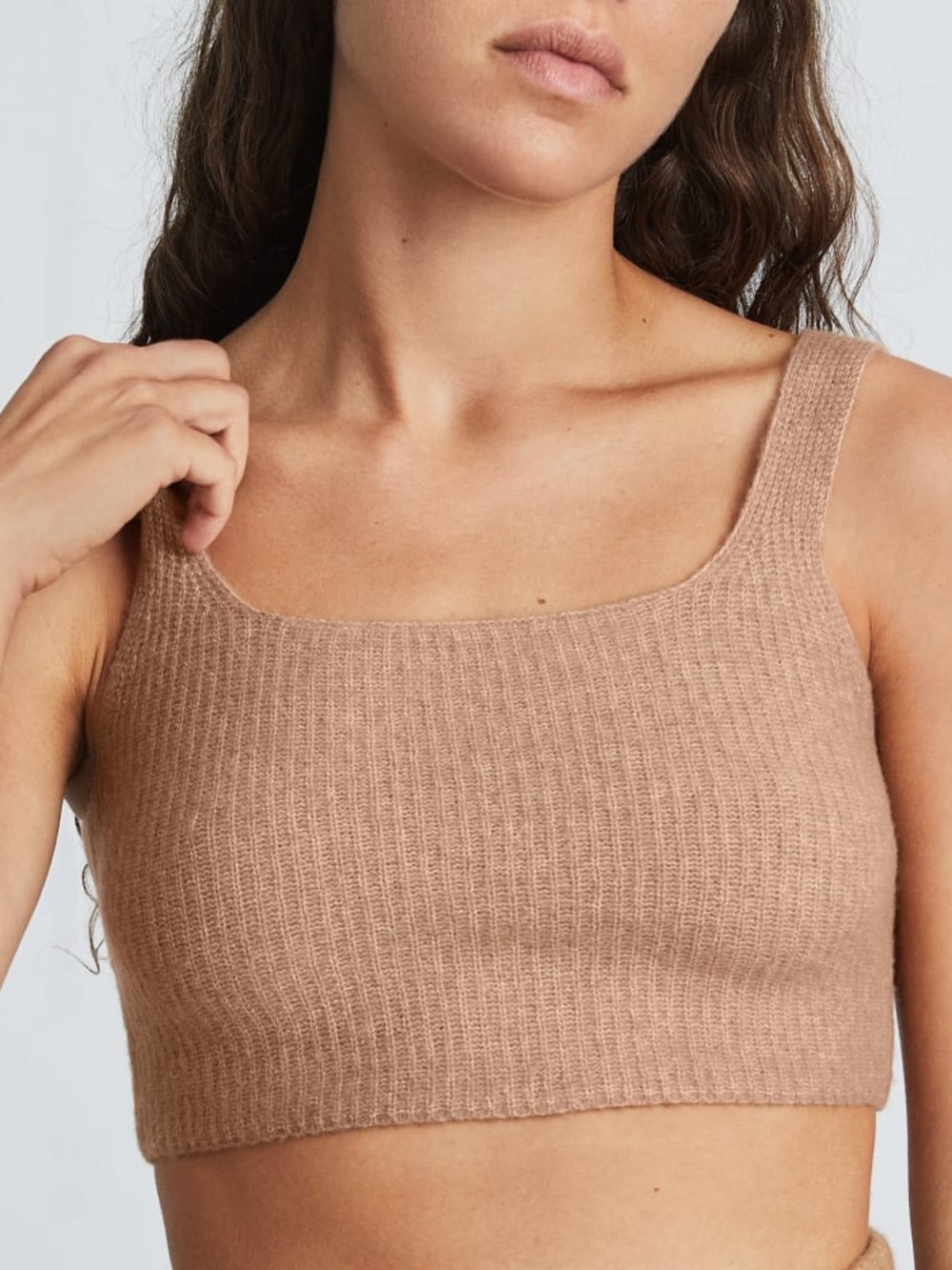 NWT Everlane The Cozy Stretch Tank in Camel Size Small S Crop Top